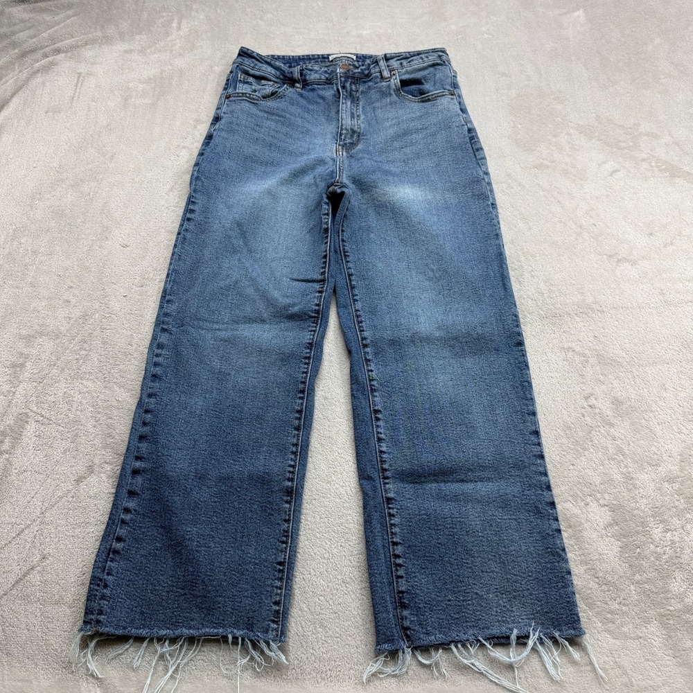 Oliver Logan Jeans Womens 30 Blue Wide Leg Raw Hem Hi Rise Boho Streetwear Denim